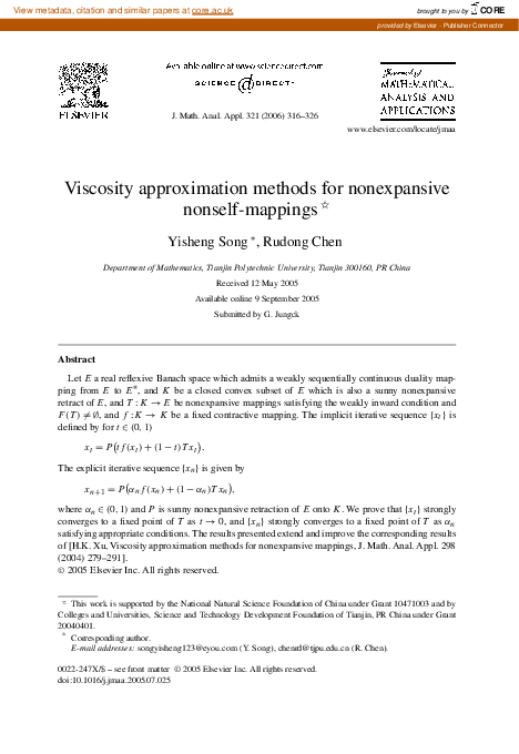 (PDF) Viscosity approximation methods for nonexpansive nonself-mappings
