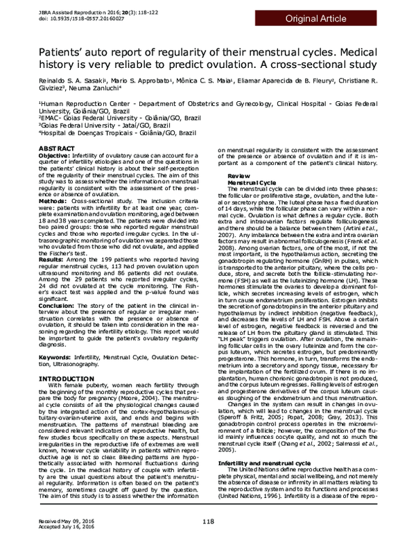 (PDF) Patients' auto report of regularity of their menstrual cycles ...