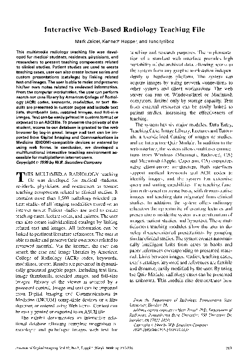 (PDF) Interactive web-based radiology teaching file