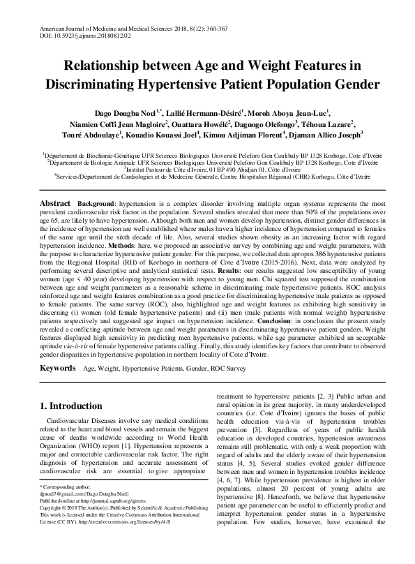 (PDF) Relationship between Age and Weight Features in Discriminating ...