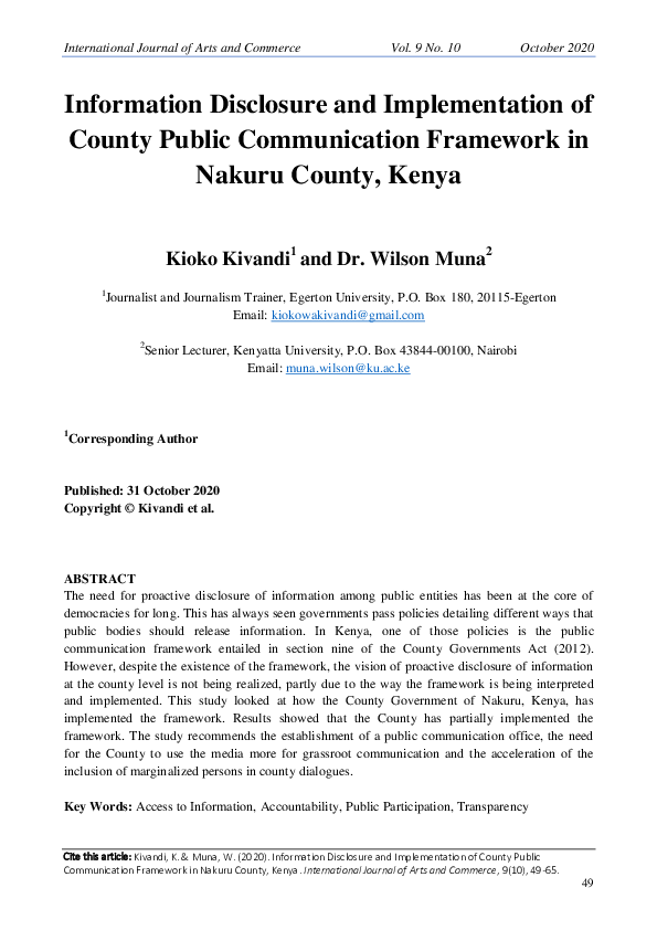(PDF) Information Disclosure and Implementation of County Public ...