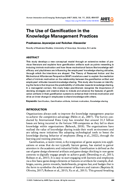 (PDF) The use of gamification in the knowledge management practices