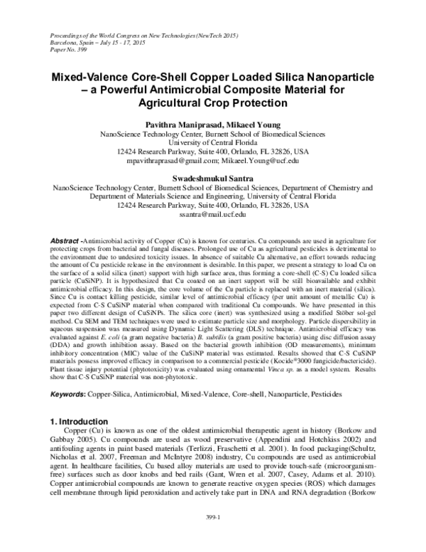 (PDF) Mixed-Valence Core-Shell Copper Loaded Silica Nanoparticle - a ...