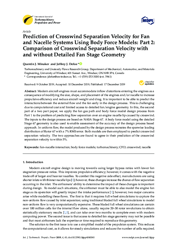 (PDF) Prediction of Crosswind Separation Velocity for Fan and Nacelle ...