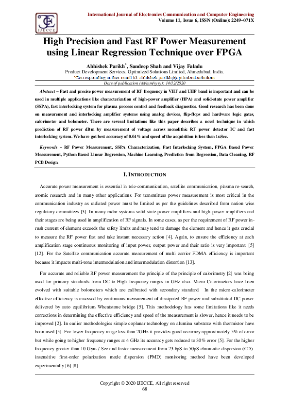(PDF) High Precision and Fast RF Power Measurement using Linear ...