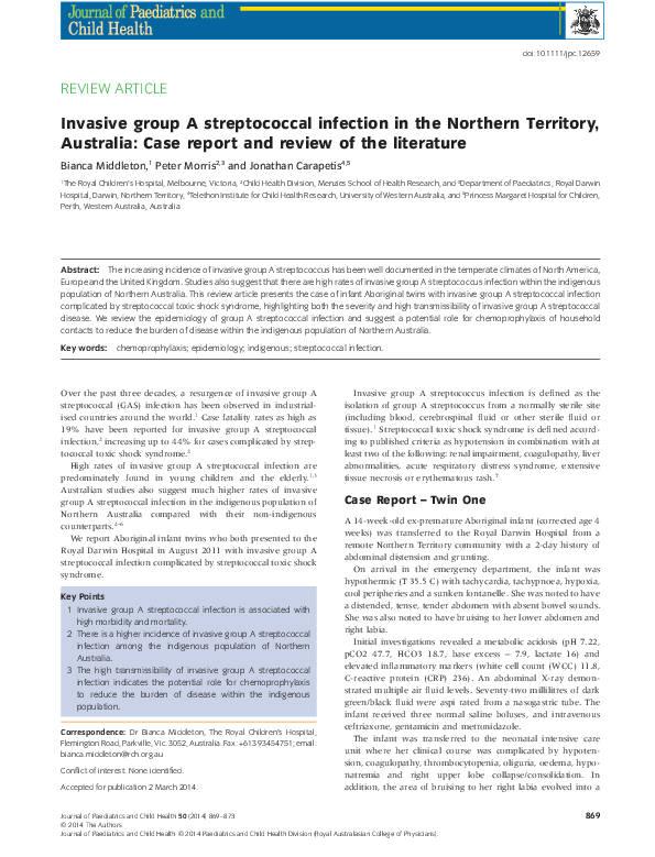 (PDF) Invasive group A streptococcal infection in the Northern ...