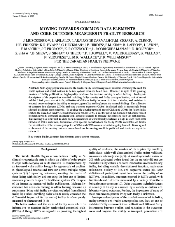 (PDF) Moving Towards Common Data Elements and Core Outcome Measures in ...