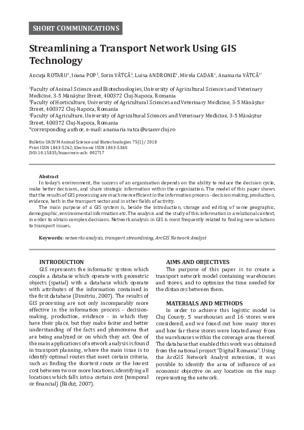 (PDF) Streamlining a Transport Network Using GIS Technology