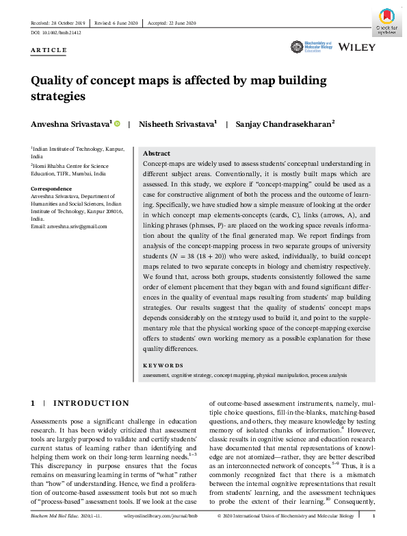 (PDF) Quality of concept maps is affected by map building strategies