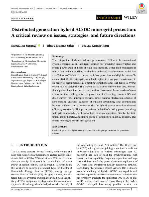(PDF) Distributed generation hybrid AC/DC microgrid protection: A ...
