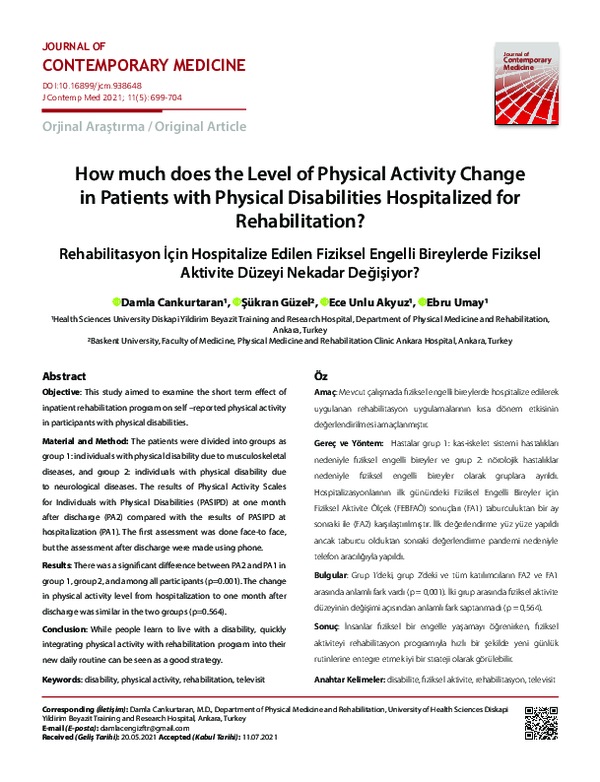 (PDF) How much does the Level of Physical Activity Change in Patients ...