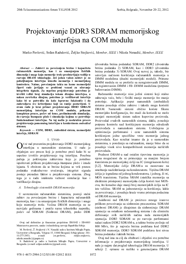 (PDF) DDR3 SDRAM memory interface design for com module