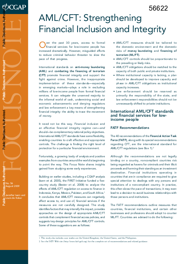 (PDF) AML/CFT : strengthening financial inclusion and integrity