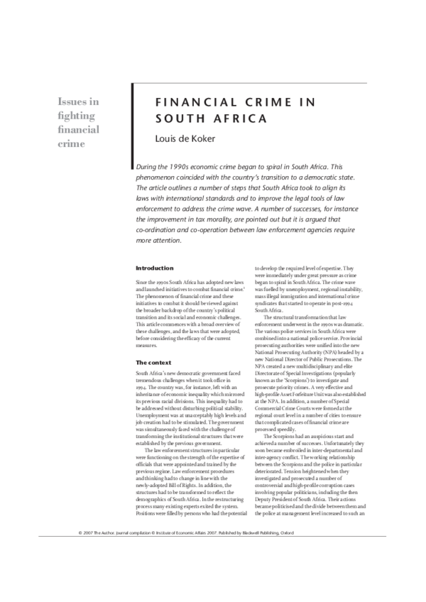 (PDF) Financial Crime in South Africa
