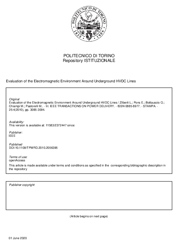 (PDF) Evaluation of the Electromagnetic Environment Around Underground ...