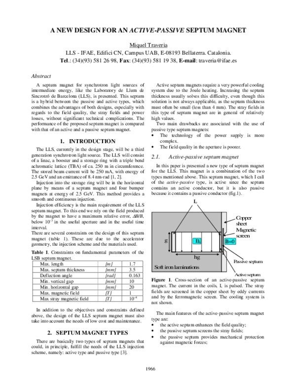(PDF) A new design for an active–passive septum magnet | Miquel ...