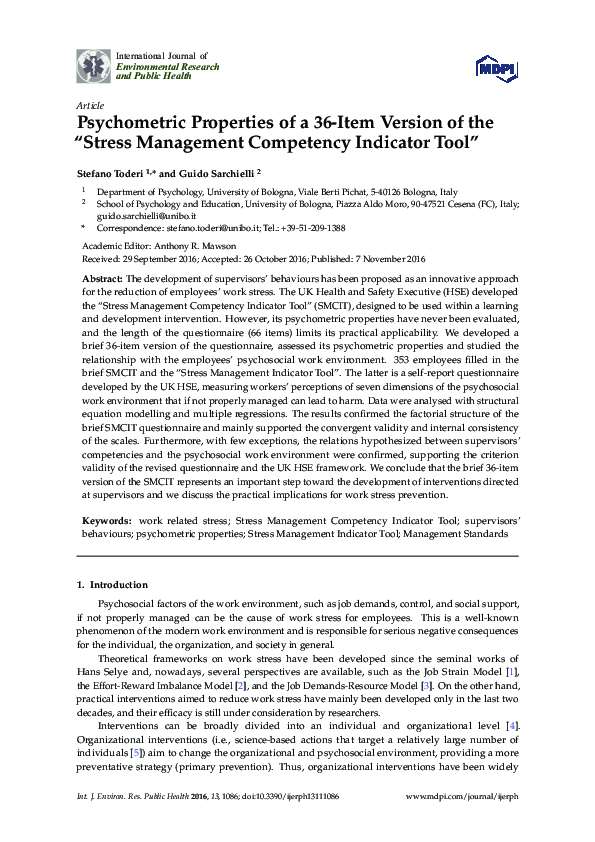 (PDF) Psychometric Properties of a 36-Item Version of the “Stress ...