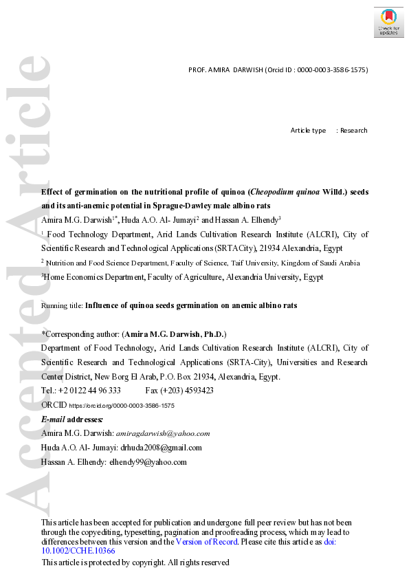 (PDF) Effect of germination on the nutritional profile of quinoa ...
