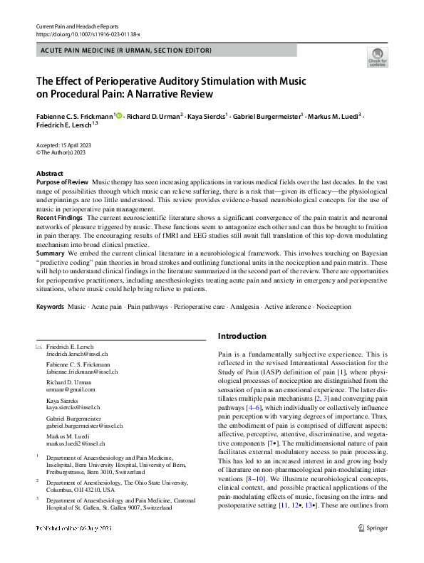 (PDF) The Effect of Perioperative Auditory Stimulation with Music on ...