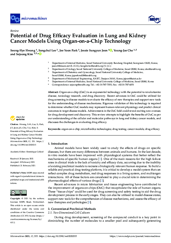 (PDF) Potential of Drug Efficacy Evaluation in Lung and Kidney Cancer ...