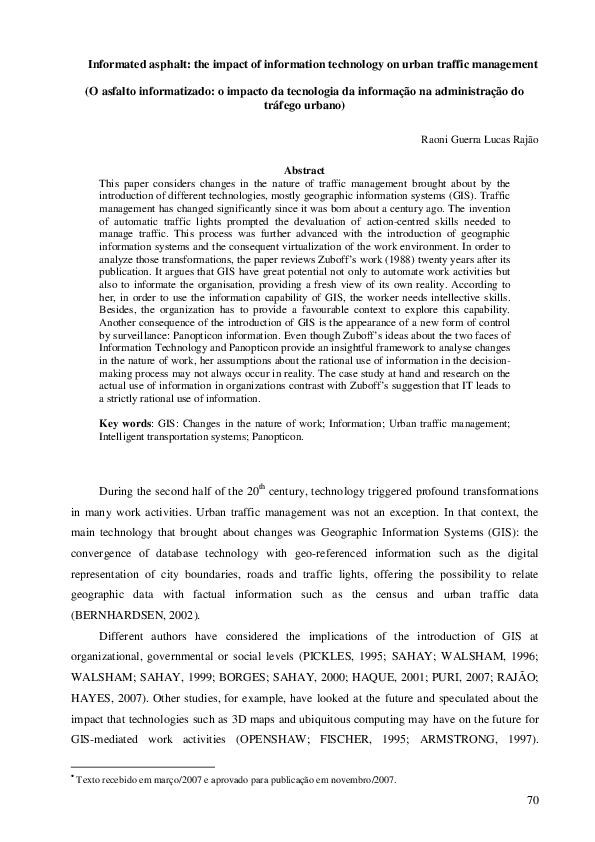 (PDF) Informated asphalt: the impact of information technology on urban ...