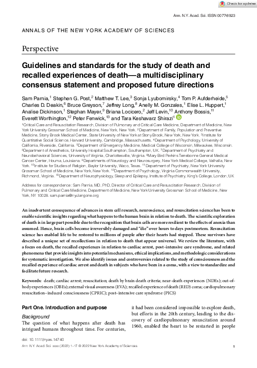 (PDF) Guidelines and standards for the study of death and recalled ...