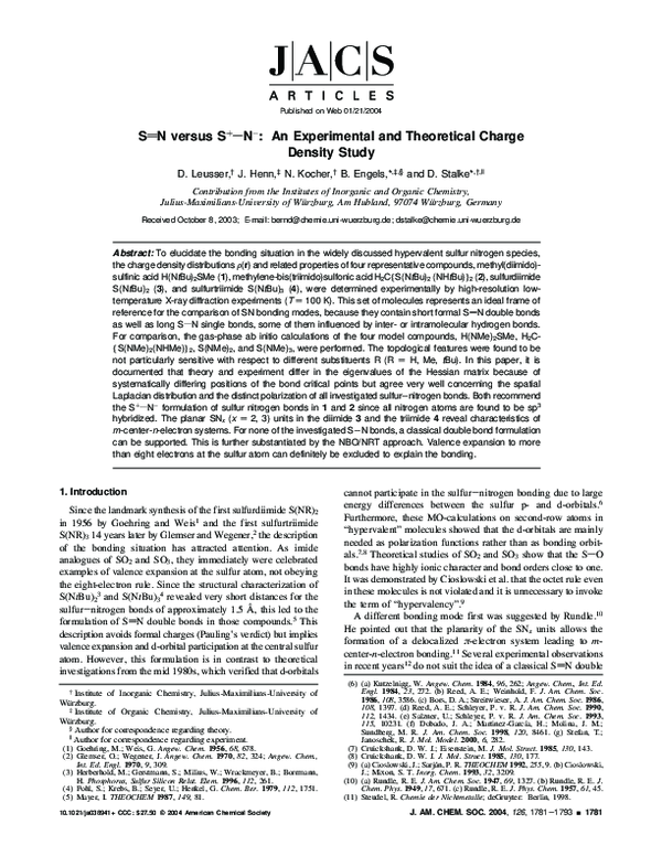 (PDF) SN versus S+N-: An Experimental and Theoretical Charge Density Study