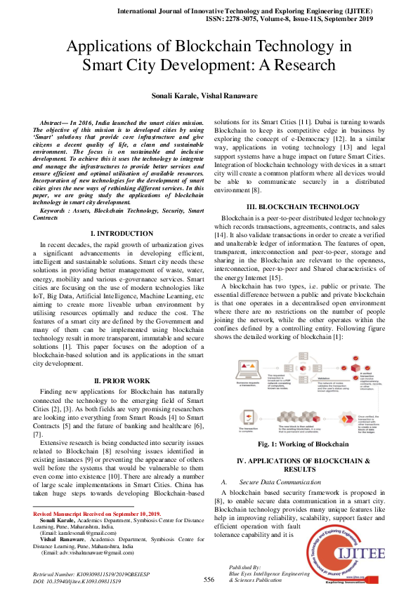 (PDF) Applications of Blockchain Technology in Smart City Development ...