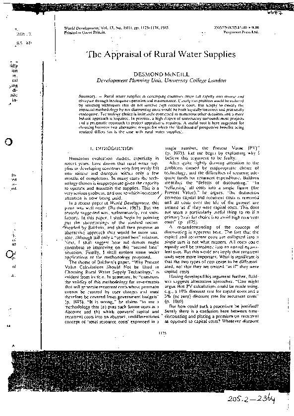 (PDF) The appraisal of rural water supplies Desmond McNeil Academia.edu