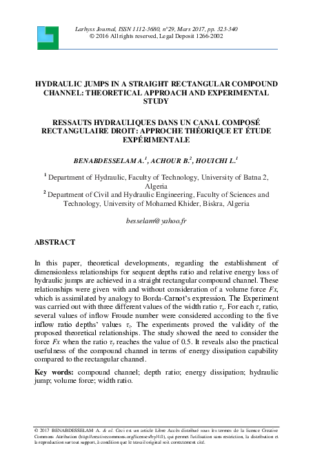 (PDF) Hydraulic Jumps in a Straight Rectangular Compound Channel ...