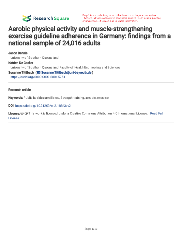 (PDF) Aerobic physical activity and muscle-strengthening exercise ...