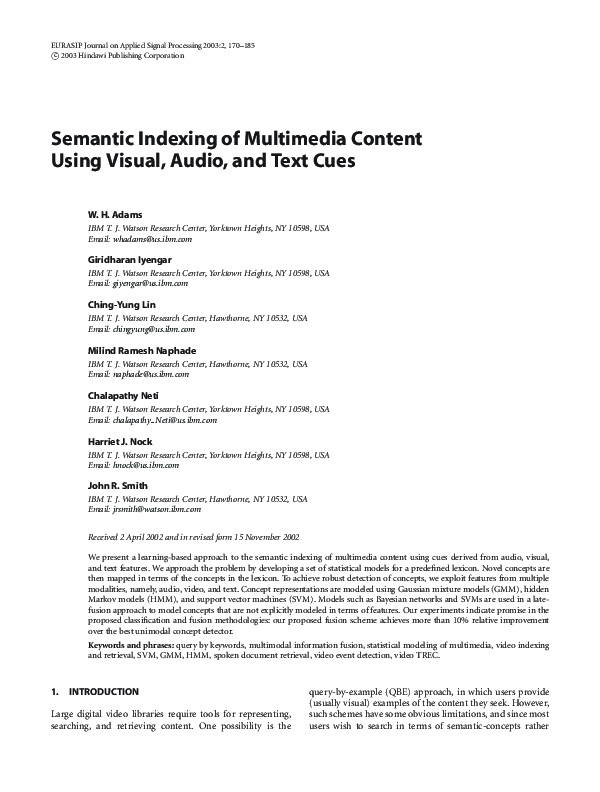 (PDF) Semantic indexing of multimedia content using textual and visual ...