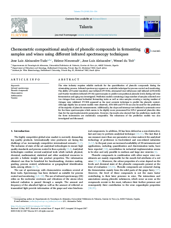 (PDF) Chemometric compositional analysis of phenolic compounds in ...