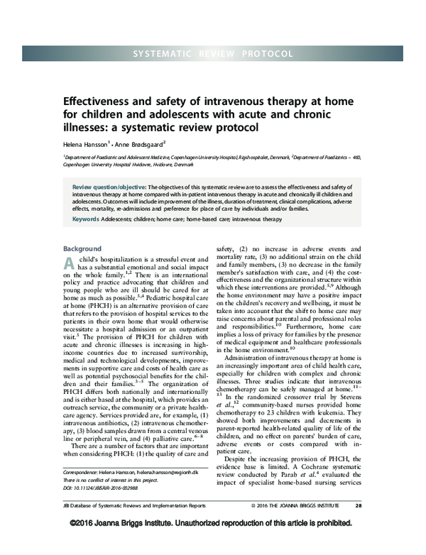 (PDF) Effectiveness and safety of intravenous therapy at home for ...