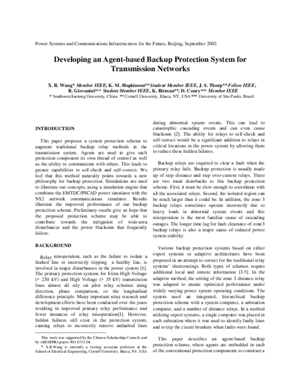 (PDF) Developing an agent-based backup protection system for ...