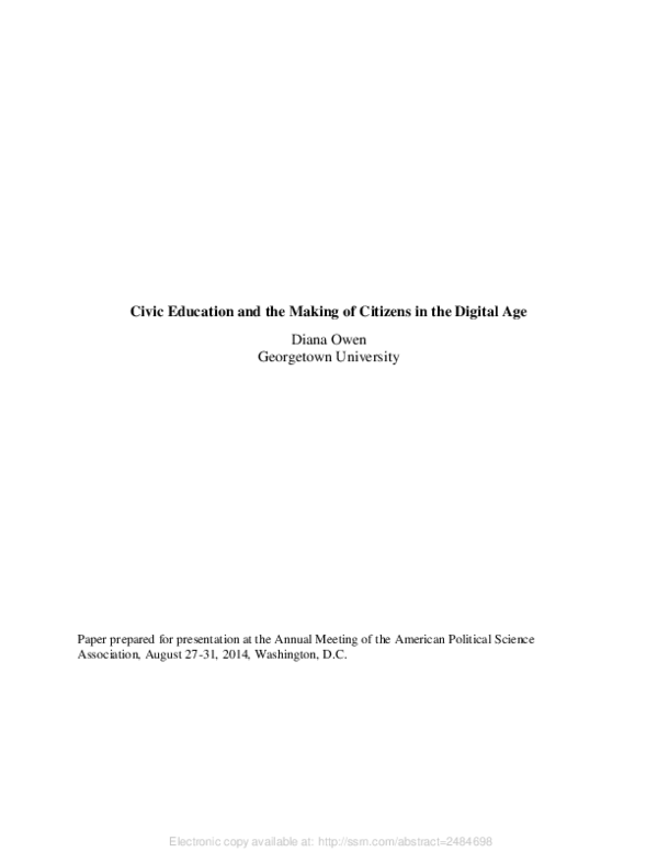 (PDF) Civic Education and the Making of Citizens in the Digital Age