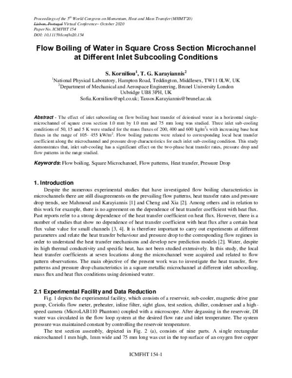(PDF) Flow Boiling of Water in Square Cross Section Microchannel at ...
