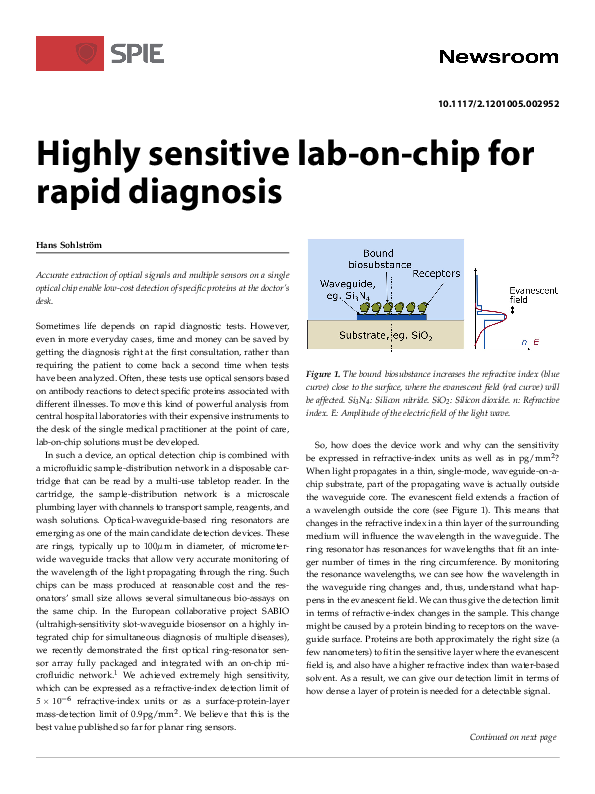 (PDF) Highly sensitive lab-on-chip for rapid diagnosis