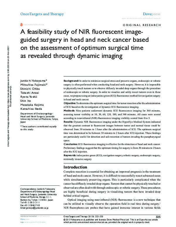(PDF) A feasibility study of NIR fluorescent image-guided surgery in ...