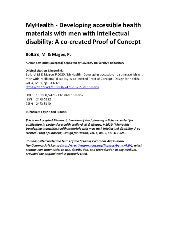 (PDF) Myhealth–developing accessible health materials with men with ...