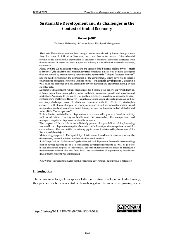 (PDF) Sustainable Development and Its Challenges in the Context of ...