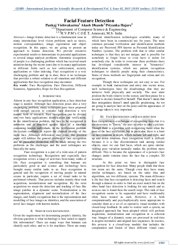 (PDF) Facial Feature Detection