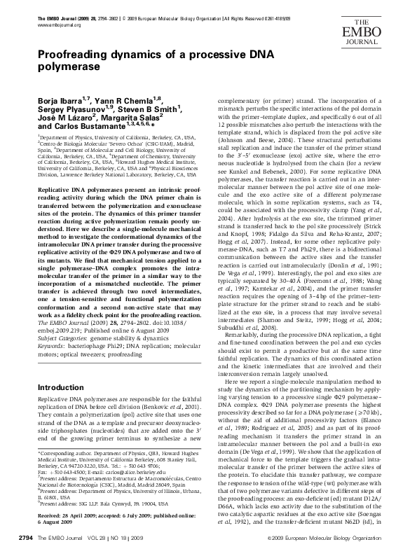 (PDF) Proofreading dynamics of a processive DNA polymerase