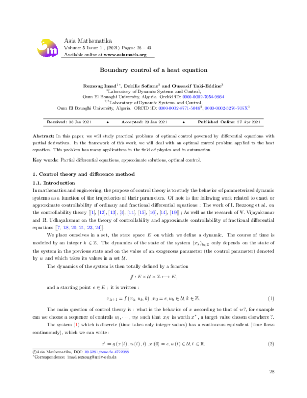 (PDF) Boundary control of a heat equation