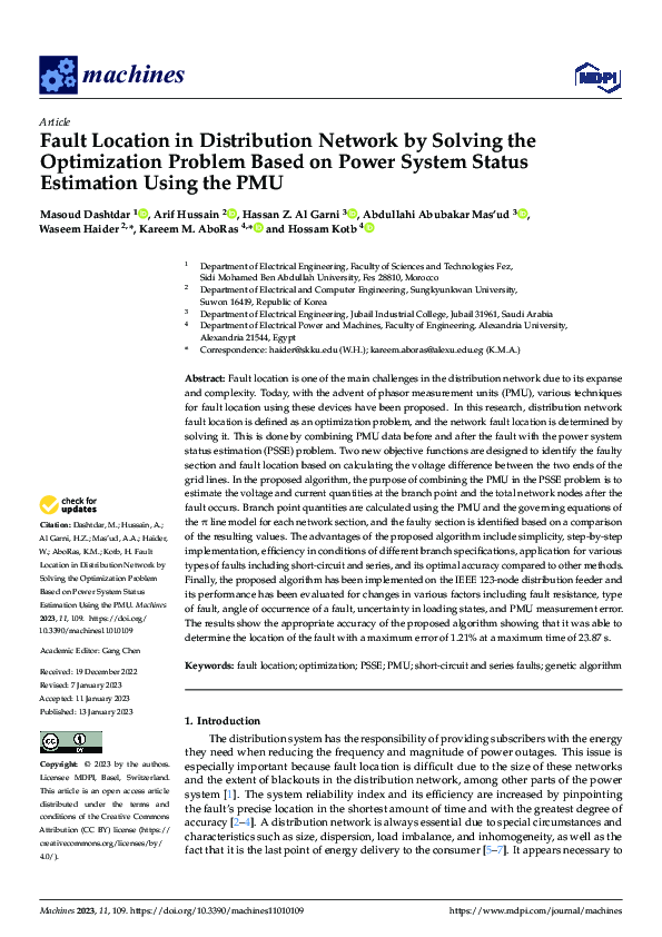 (PDF) Fault Location in Distribution Network by Solving the ...