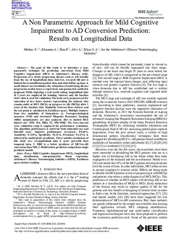 (PDF) A Nonparametric Approach for Mild Cognitive Impairment to AD ...