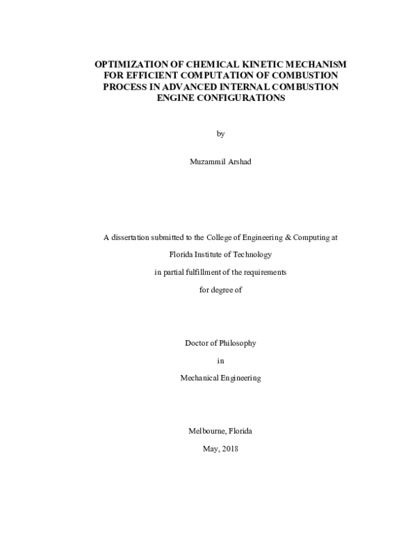 (PDF) Optimization of Chemical Kinetic Mechanism for Efficient ...