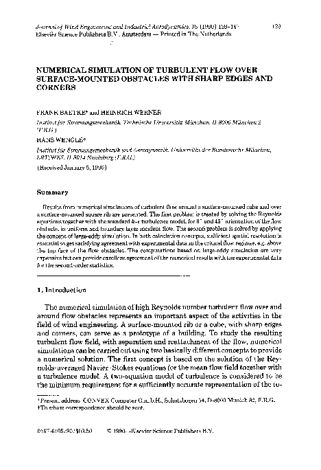 (PDF) Numerical simulation of turbulent flow over surface-mounted ...