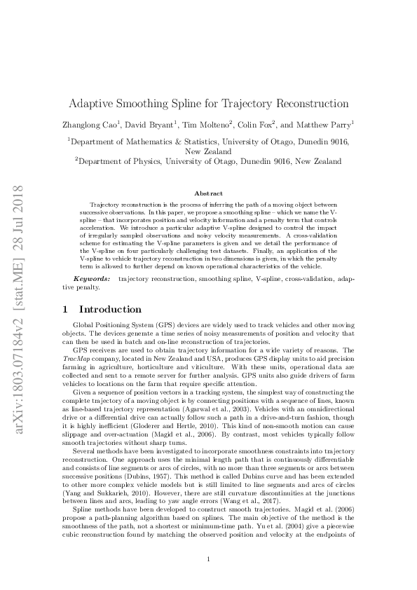 (PDF) Adaptive Smoothing for Trajectory Reconstruction