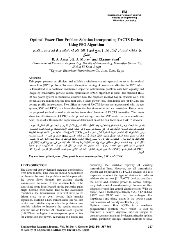 (PDF) Optimal Power Flow Problem Solution Incorporating FACTS Devices ...